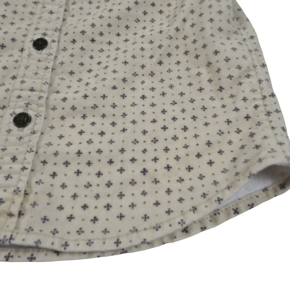 Gymboree Baby Boys Corduroy Button Down Shirt Cream Navy Cross Print 6-12 Months